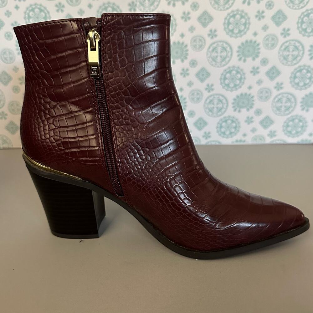 Liz Claiborne red brown croc print faux leather pointed toes 3.5” heels size 8.5 - Picture 5 of 13
